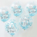 Balonky s konfetami About to pop! modrý
