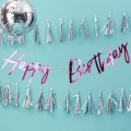 Závěsná růžová girlanda Happy Birthday
